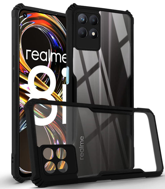 VAKIBO Super Premium Black Border Transparent Case With Corner Protection & Camera Protection Suitable for Realme 8i