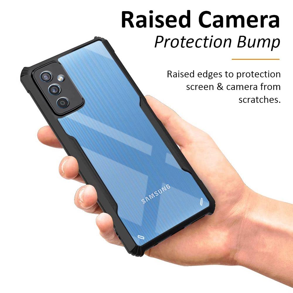 VAKIBO Best Selling Black and Transparent Coloured Made With Soft TPU and Acrylic Back Cover Case With 4 Corner and Camera Protection Suitable for Samsung Galaxy M52