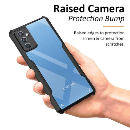 VAKIBO Best Selling Black and Transparent Coloured Made With Soft TPU and Acrylic Back Cover Case With 4 Corner and Camera Protection Suitable for Samsung Galaxy M52