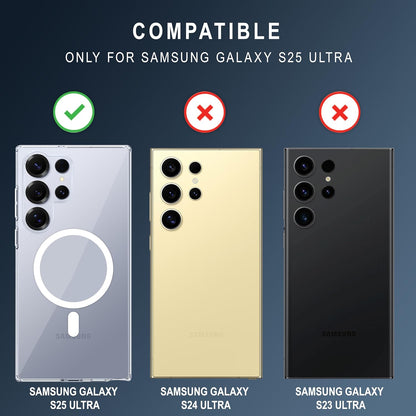 VAKIBO Megnatic Magsafe Transparent Coloured Soft with Hard back Back Cover Case With Camera Protection Ring Suitable for Samsung Galaxy S25 Ultra