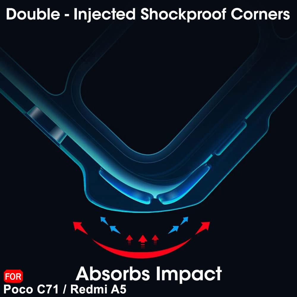 VAKIBO Best Selling Black and Transparent Coloured Made With Soft TPU and Acrylic Back Cover Case With 4 Corner and Camera Protection Suitable for Mi Poco C71