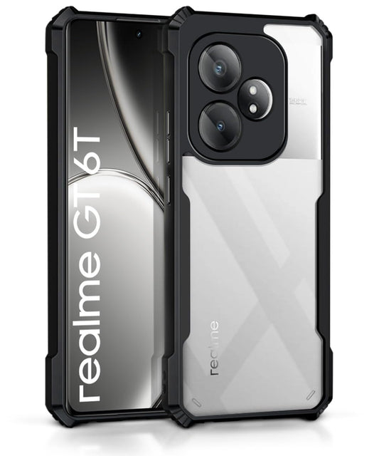 VAKIBO Super Premium Black Border Transparent Case With Corner Protection & Camera Protection Suitable for Realme GT6