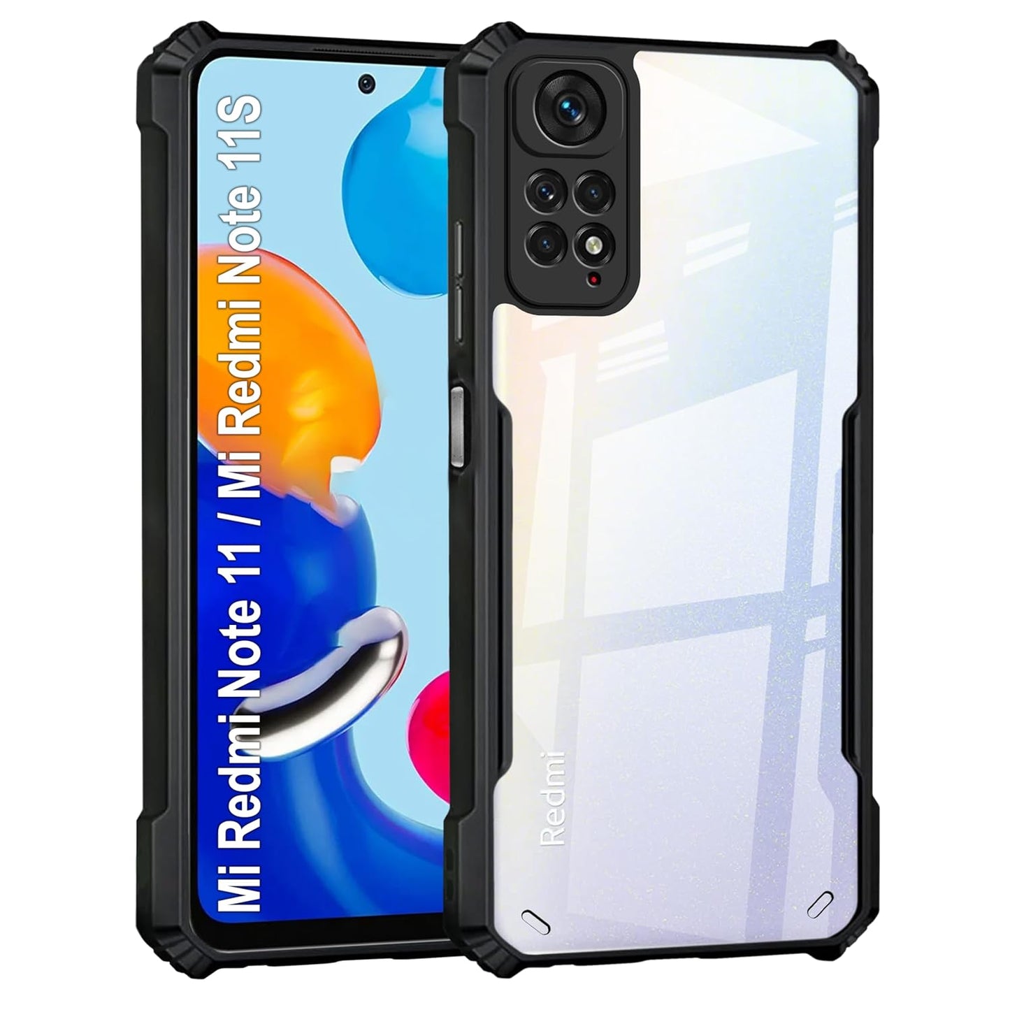 VAKIBO Super Premium Black Border Transparent Case With Corner Protection & Camera Protection Suitable for Mi  Redmi Note 11 Pro