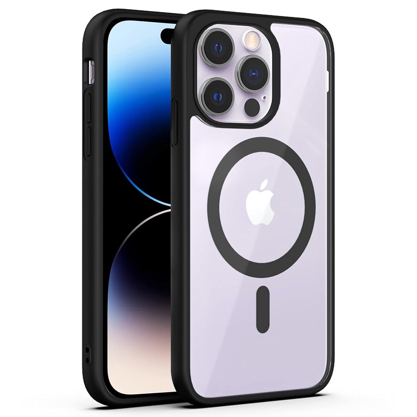 VAKIBO Megnatic Magsafe Black Soft with Hard back Back Cover Case With Camera Protection Ring Suitable for Apple iPhone 14 Pro Max