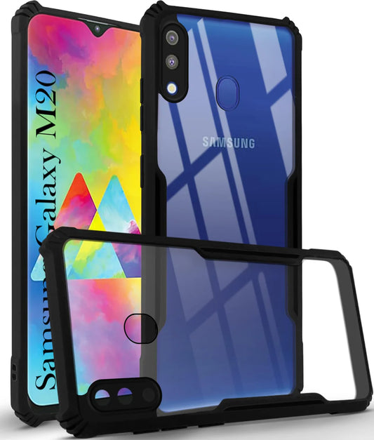VAKIBO Super Premium Black Border Transparent Case With Corner Protection & Camera Protection Suitable for Samsung M20
