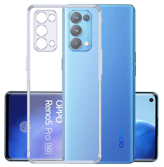 VAKIBO Super Premium Soft TPU Transparent Case With Dustplug,Side Grip,Corner Protection,lanyard Cuts,Camera Protection Suitable for Oppo Reno 5