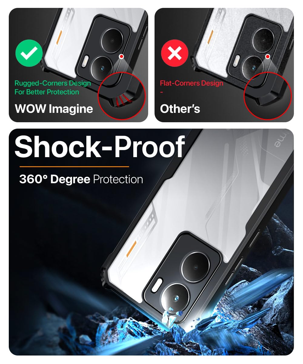 VAKIBO Best Selling Black and Transparent Coloured Made With Soft TPU and Acrylic Back Cover Case With 4 Corner and Camera Protection Suitable for Realme P3