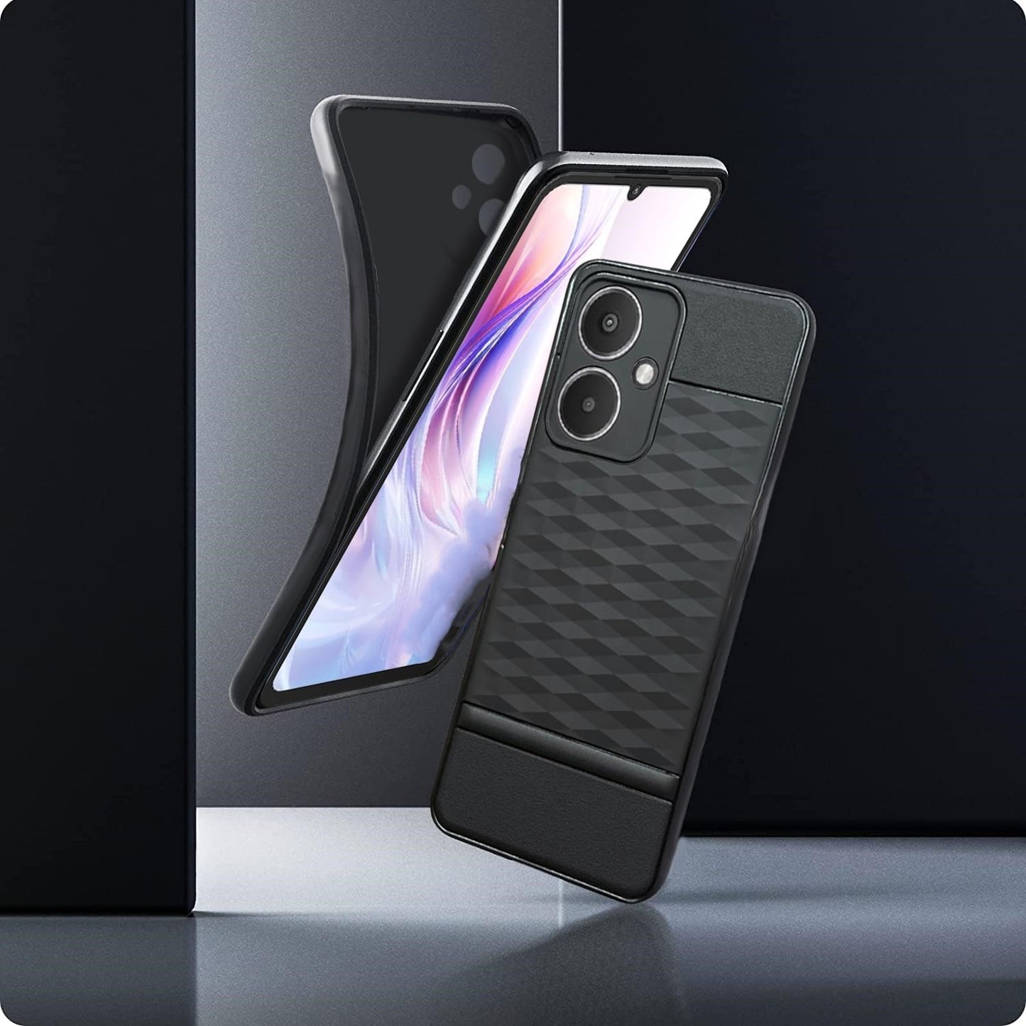 VAKIBO Parallax Design Black Coloured Made with Soft Rubber TPU Back Cover Case Camera Protection Ring Suitable for Moto G64