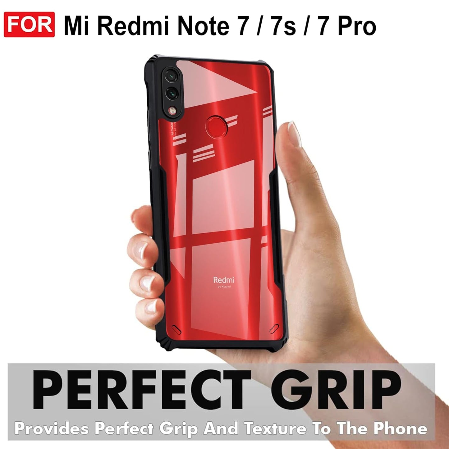 VAKIBO Super Premium Black Border Transparent Case With Corner Protection & Camera Protection Suitable for Mi Redmi 7