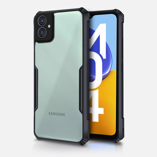 VAKIBO Super Premium Black Border Transparent Case With Corner Protection & Camera Protection Suitable for Samsung M04