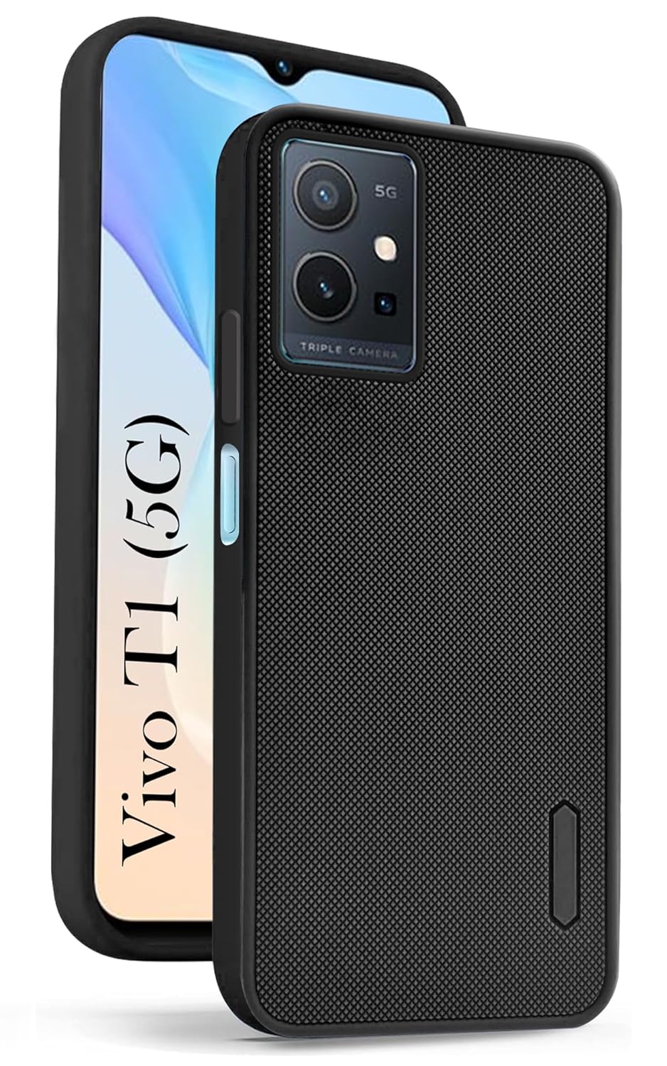 VAKIBO Niukin Dotted Design Black Coloured Soft TPU Rubber Back Cover Case With Camera Protection Ring Suitable for iQoo Z6