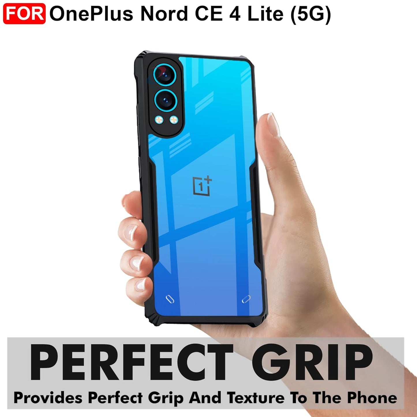 VAKIBO Best Selling Black and Transparent Coloured Made With Soft TPU and Acrylic Back Cover Case With 4 Corner and Camera Protection Suitable for OnePlus Nord CE4 Lite