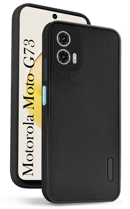 VAKIBO Niukin Dotted Design Black Coloured Soft TPU Rubber Back Cover Case With Camera Protection Ring Suitable for Moto G73