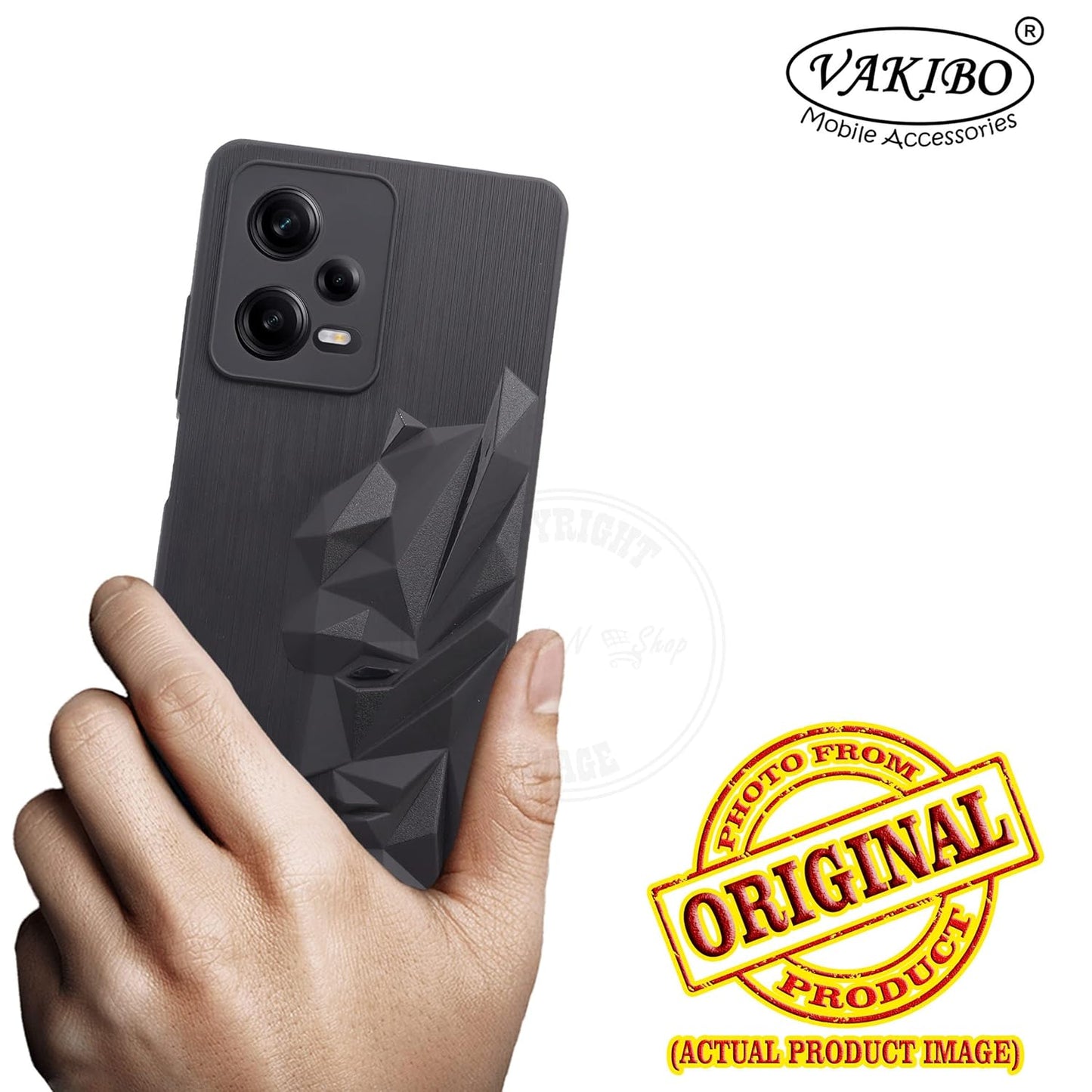 VAKIBO Bat Man 3D Mask Design Black Coloured Soft TPU Back Cover Case With Camera Protection Ring Suitable for Mi Redmi Note 12