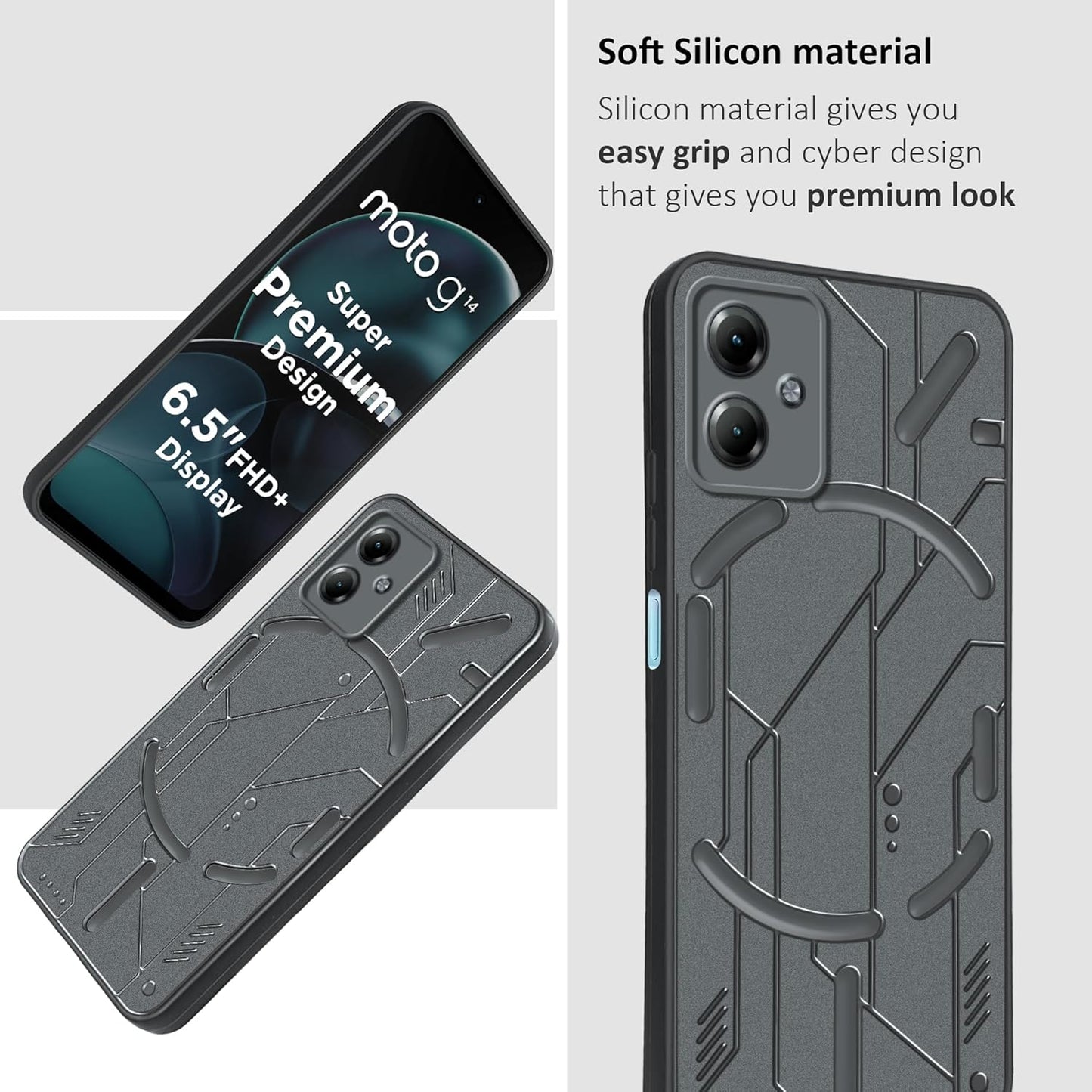 VAKIBO Black Coloured Back Cover Case Suitable for Moto G14