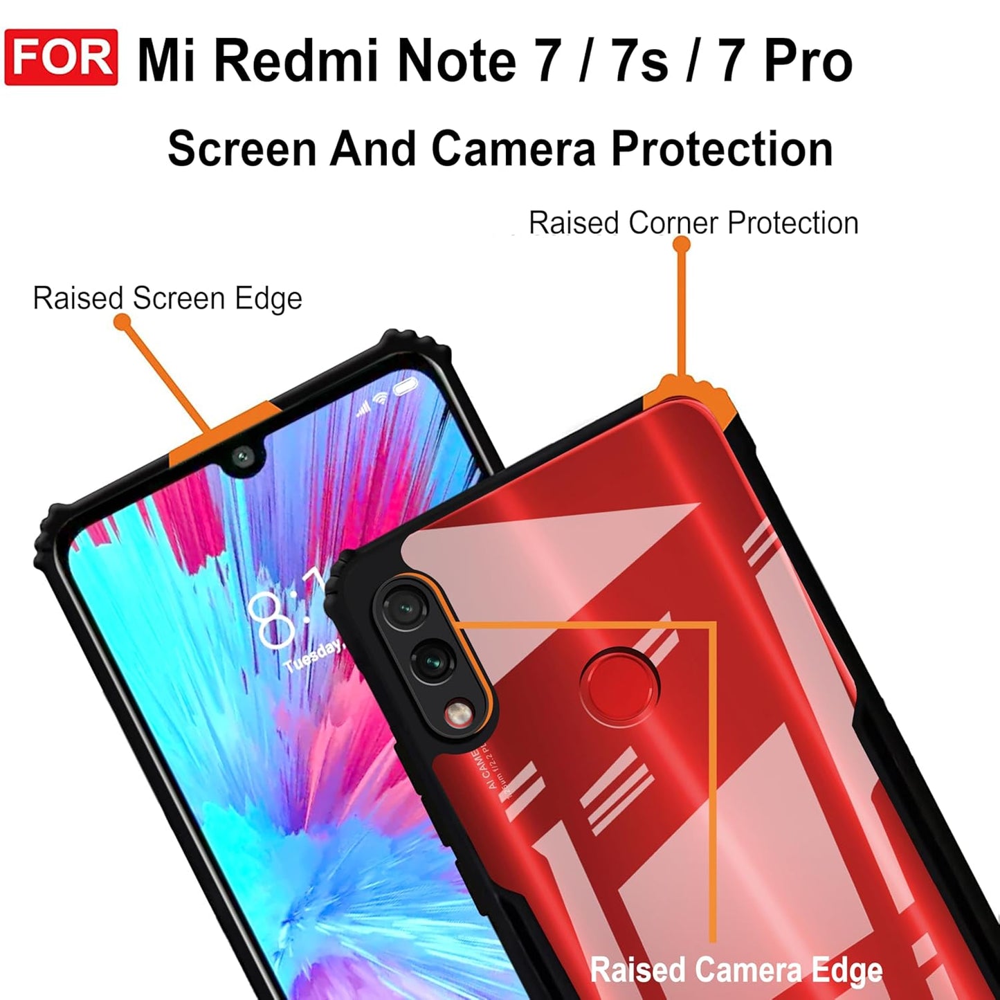 VAKIBO Super Premium Black Border Transparent Case With Corner Protection & Camera Protection Suitable for Mi Redmi 7