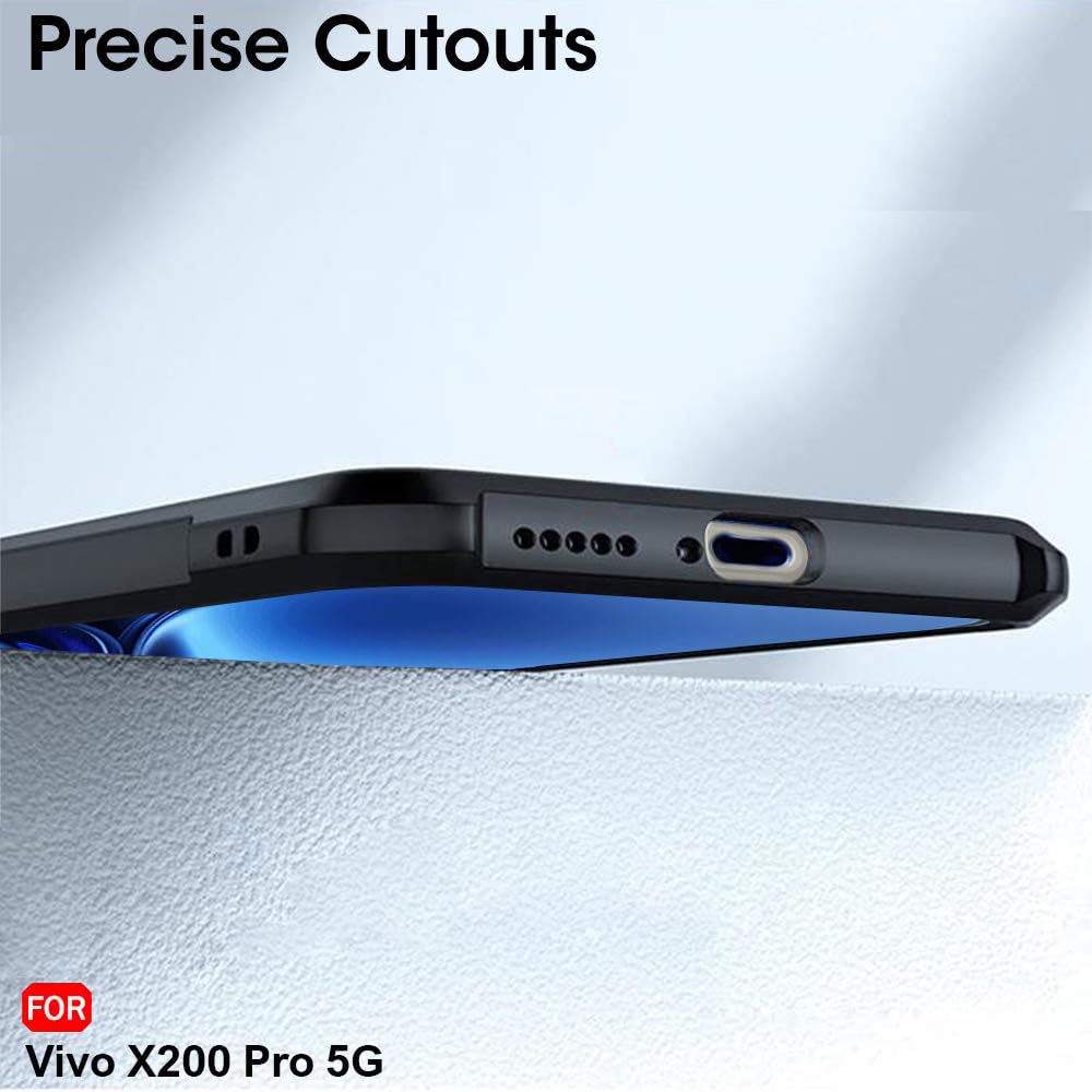 VAKIBO Best Selling Black and Transparent Coloured Made With Soft TPU and Acrylic Back Cover Case With 4 Corner and Camera Protection Suitable for Vivo X200 Pro