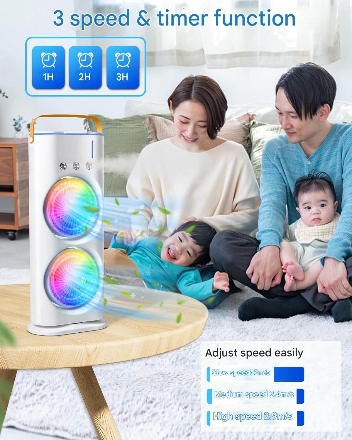 Double Fan With Mist and Remote