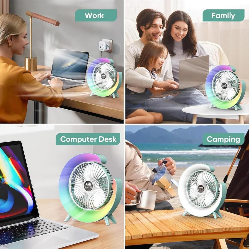 G Fan Small, Portable, Adjustable Speed Settings, LED 7 Colour Light Mode G Fan