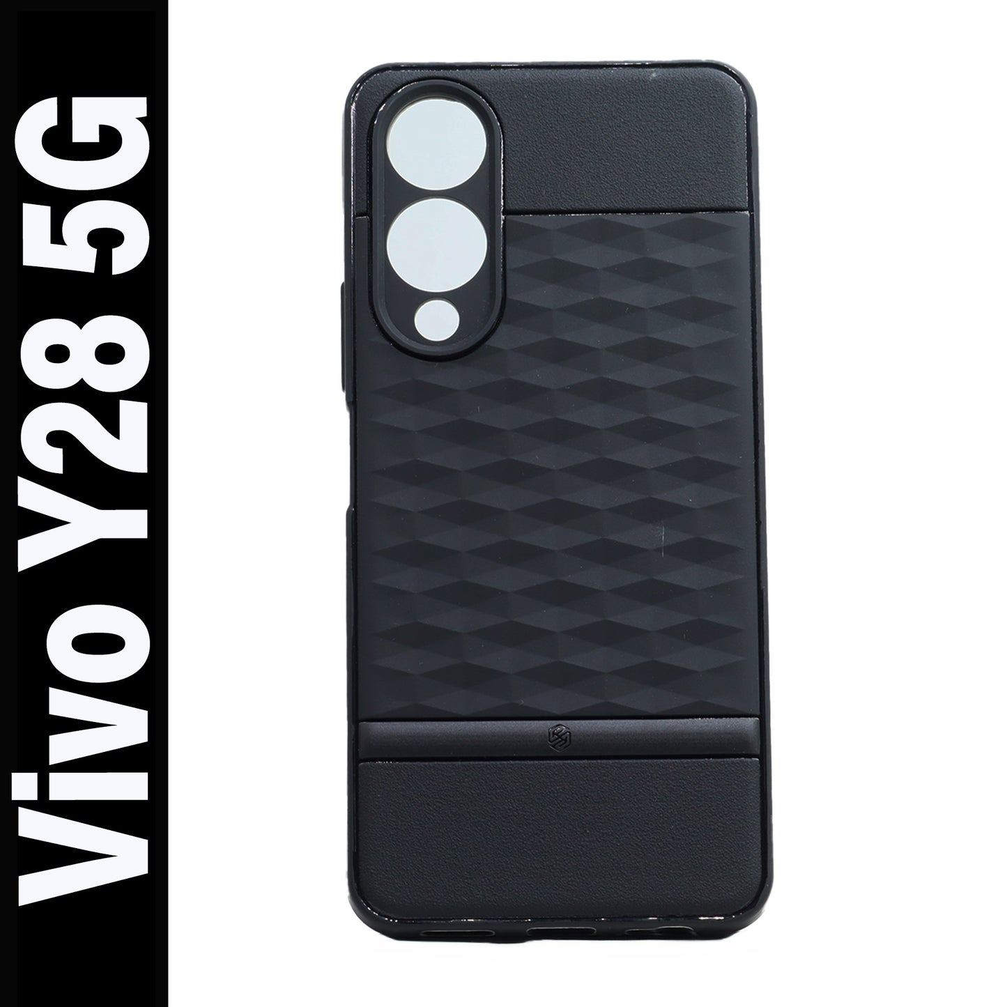 VAKIBO Parallax Design Black Coloured Soft TPU Rubber Back Cover Case With Camera Protection Ring Suitable for Vivo Y28