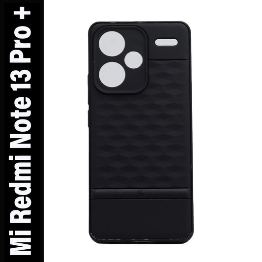 VAKIBO Parallax Design Black Coloured Made with Soft Rubber TPU Back Cover Case Camera Protection Ring Suitable for Mi Redmi Note 13 Pro Plus