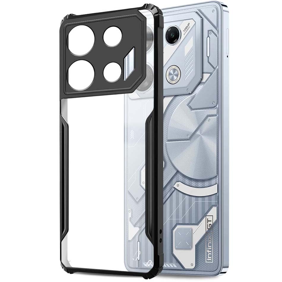 VAKIBO Super Premium Black Border Transparent Case With Corner Protection & Camera Protection Suitable for Infinix GT10 Pro