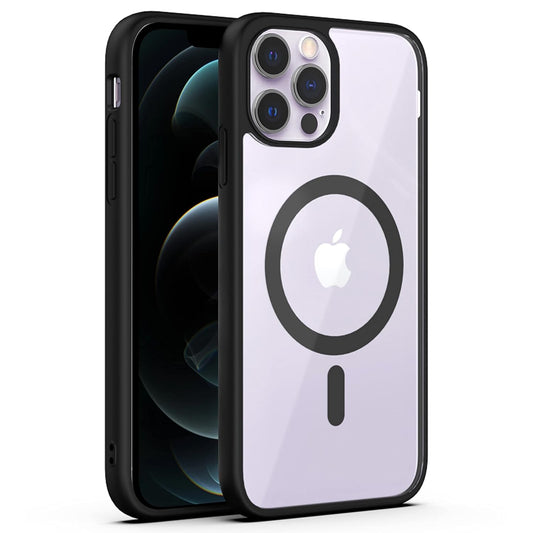 VAKIBO Megnatic Magsafe Black Soft with Hard back Back Cover Case With Camera Protection Ring Suitable for Apple iPhone 12 Pro Max