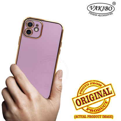 VAKIBO Golden Chrome Border Purple Coloured Soft TPU Back Cover Case With Camera Protection Suitable for iPhone 12
