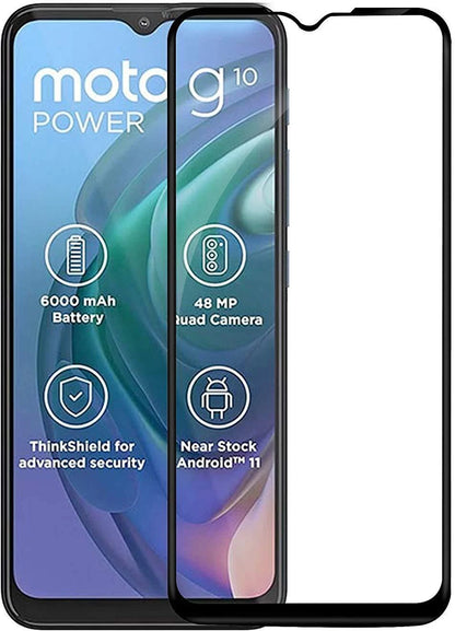 Super Premium Quality Tempered Glass Screen Guard Protector With Black Border Suitable For Moto G10 Power