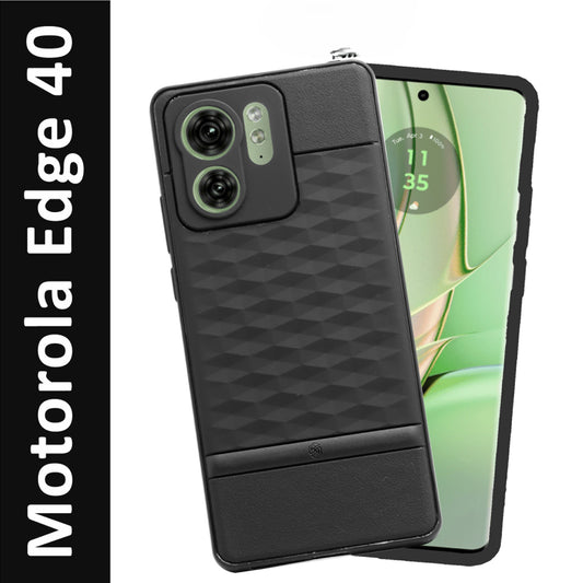 VAKIBO Parallax Design Black Coloured Soft TPU Rubber Back Cover Case With Camera Protection Ring Suitable for Moto Edge 40