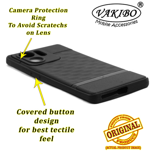 VAKIBO Parallax Design Black Coloured Soft TPU Rubber Back Cover Case With Camera Protection Ring Suitable for Moto Edge 40