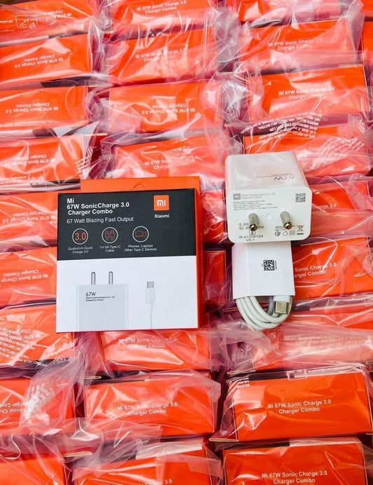 MI 67 W Super Sonic Charger Combo with Data Cable