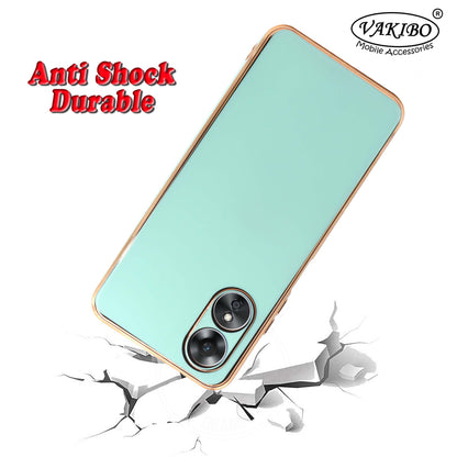 VAKIBO Golden Chrome Border Pista Coloured Soft TPU Back Cover Case With Camera Protection Suitable for OPPO A17
