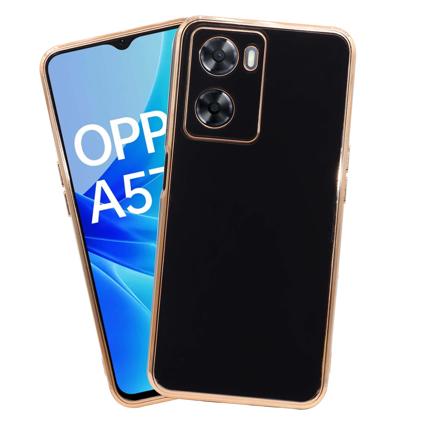 VAKIBO Golden Chrome Border Black Coloured Soft TPU Back Cover Case With Camera Protection Suitable for Oppo A57e