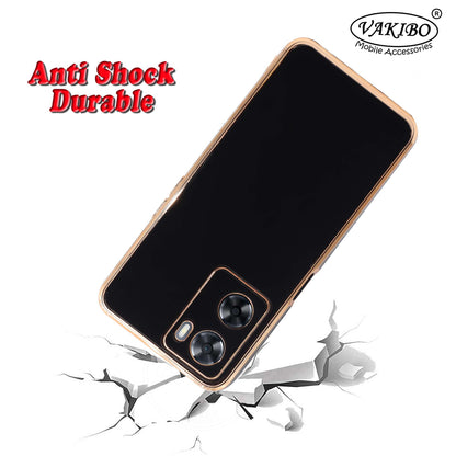 VAKIBO Golden Chrome Border Black Coloured Soft TPU Back Cover Case With Camera Protection Suitable for Oppo A57e