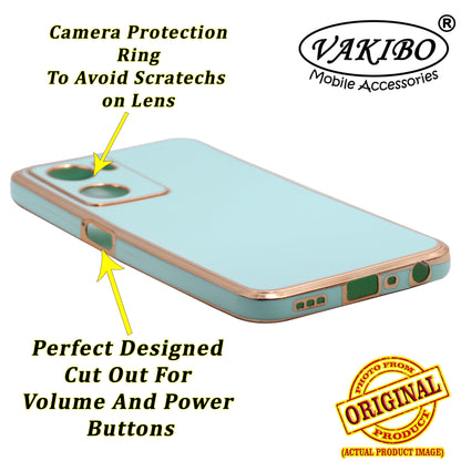 VAKIBO Golden Chrome Border Pista Green Coloured Soft TPU Back Cover Case With Camera Protection Suitable for Oppo A57e