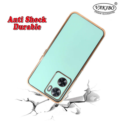 VAKIBO Golden Chrome Border Pista Green Coloured Soft TPU Back Cover Case With Camera Protection Suitable for Oppo A57e