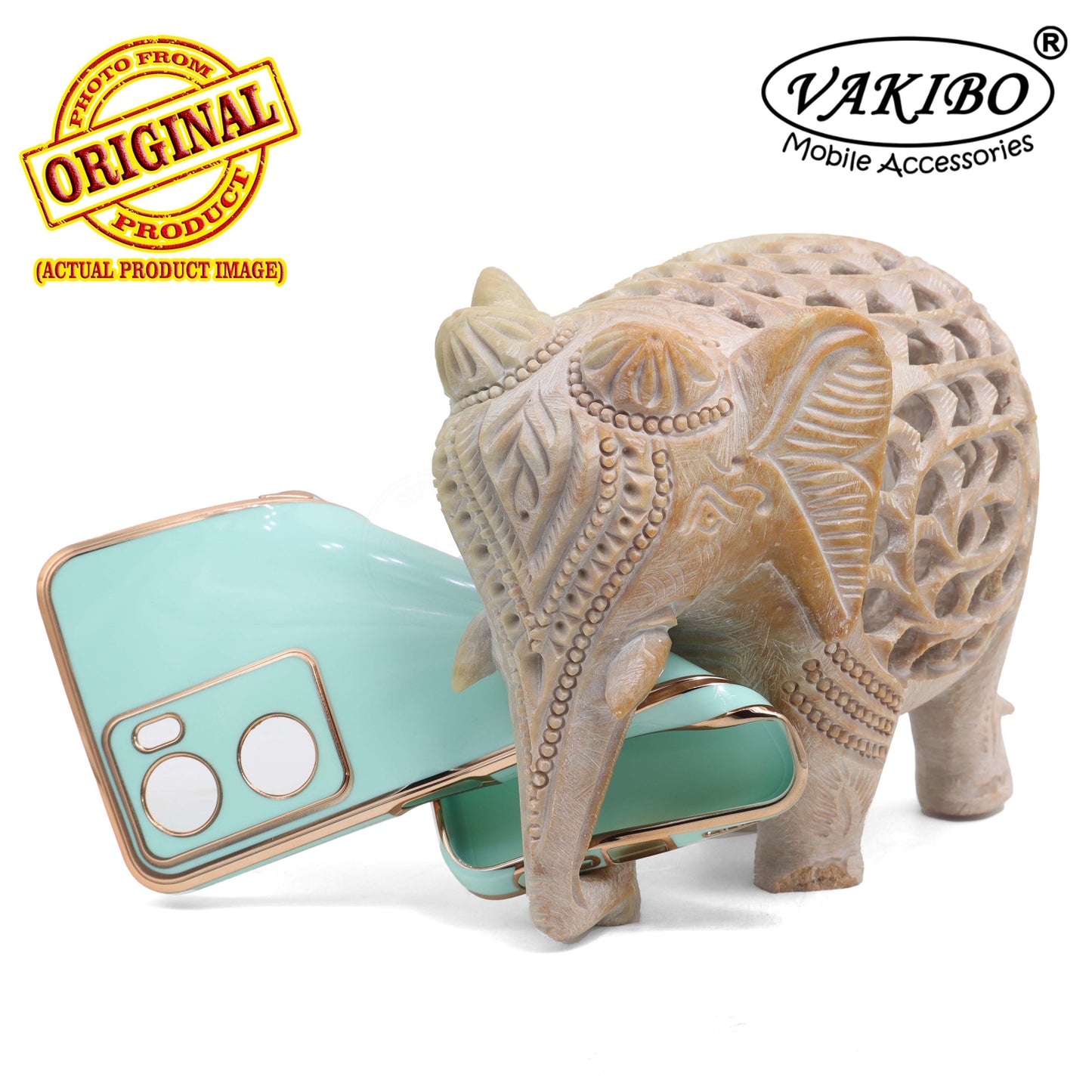 VAKIBO Golden Chrome Border Pista Green Coloured Soft TPU Back Cover Case With Camera Protection Suitable for Oppo A57e