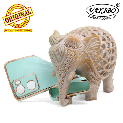 VAKIBO Golden Chrome Border Pista Green Coloured Soft TPU Back Cover Case With Camera Protection Suitable for Oppo A57e