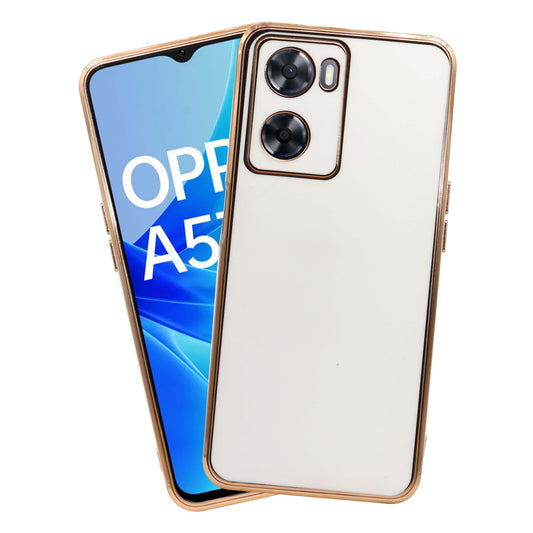 VAKIBO Golden Chrome Border White Coloured Soft TPU Back Cover Case With Camera Protection Suitable for Oppo A57e