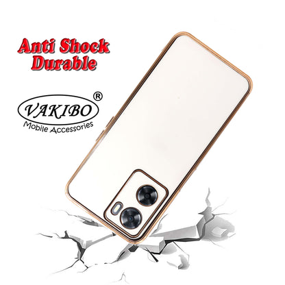 VAKIBO Golden Chrome Border White Coloured Soft TPU Back Cover Case With Camera Protection Suitable for Oppo A57e