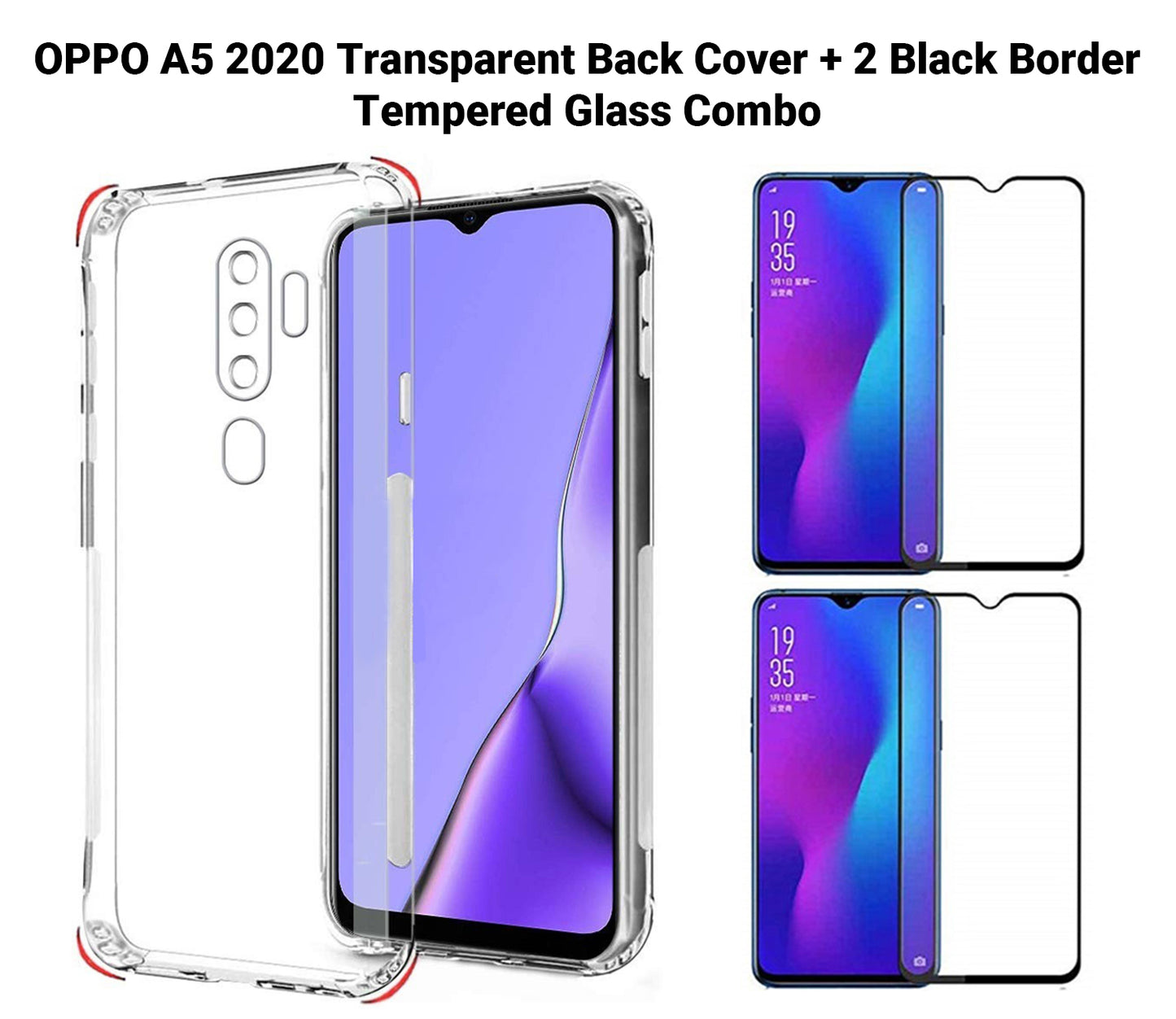 VAKIBO Super Premium Soft TPU Transparent Case With Dustplug,Side Grip,Corner Protection,lanyard Cuts,Camera Protection Suitable for Oppo A5 2020
