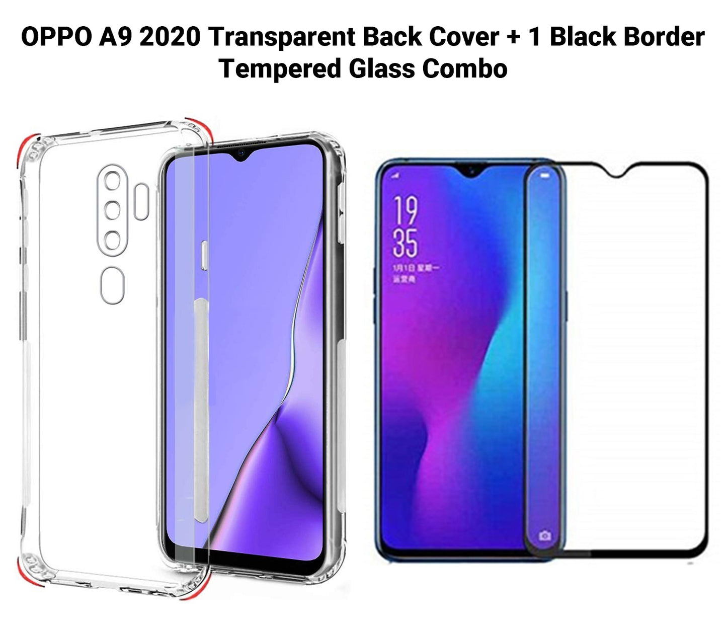 VAKIBO Super Premium Soft TPU Transparent Case With Dustplug,Side Grip,Corner Protection,lanyard Cuts,Camera Protection Suitable for Oppo A9 2020