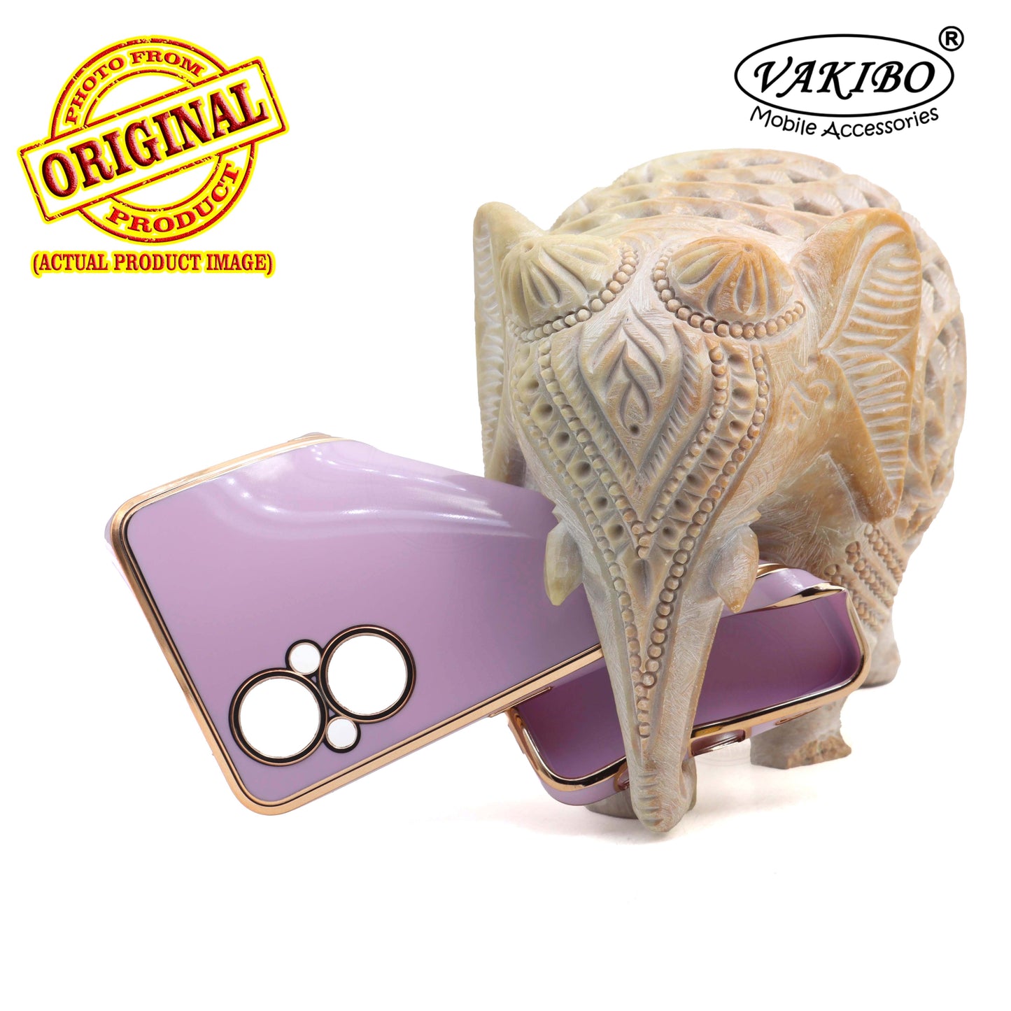 VAKIBO Golden Chrome Border Purple Coloured Soft TPU Back Cover Case With Camera Protection Suitable for Oppo Reno 7Z