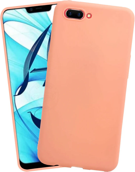 VAKIBO 1.2 MM Thick Peach Coloured Soft TPU Rubber Back Cover Case With Camera Protection Ring Suitable for Oppo A5s