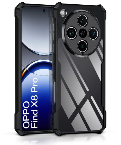 VAKIBO Best Selling Black and Transparent Coloured Made With Soft TPU and Acrylic Back Cover Case With 4 Corner and Camera Protection Suitable for Oppo Find X8 Pro