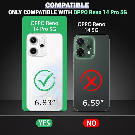 VAKIBO Best Selling Black and Transparent Coloured Made With Soft TPU and Acrylic Back Cover Case With 4 Corner and Camera Protection Suitable for Oppo Reno 14 Pro