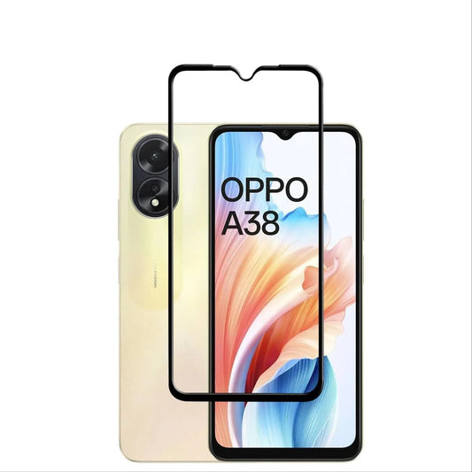 Super Premium Quality Tempered Glass Screen Guard Protector With Black Border Suitable For Oppo A38 4G