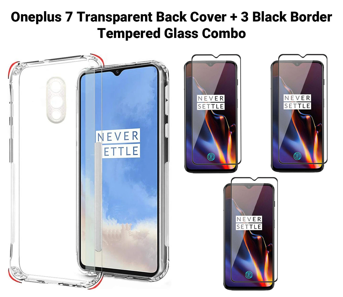 VAKIBO Super Premium Soft TPU Transparent Case With Dustplug,Side Grip,Corner Protection,lanyard Cuts,Camera Protection Suitable for Oneplus 7