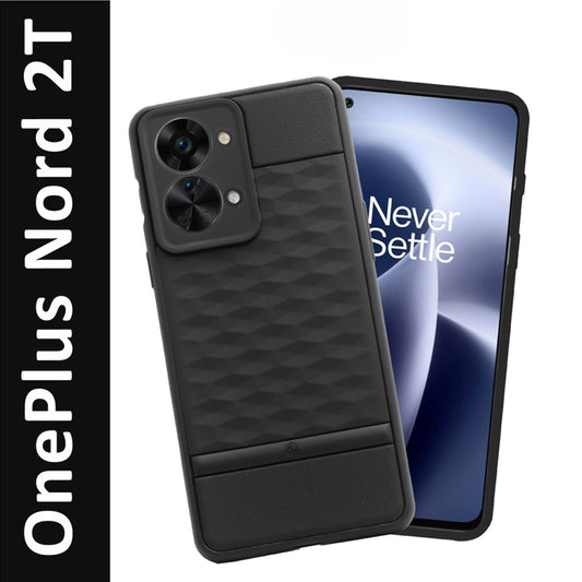 VAKIBO Parallax Design Black Coloured Soft TPU Rubber Back Cover Case With Camera Protection Ring Suitable for OnePlus Nord 2T